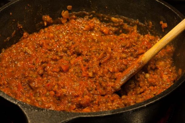 Chorizo Linsen Lasagne – Meisenfütterung